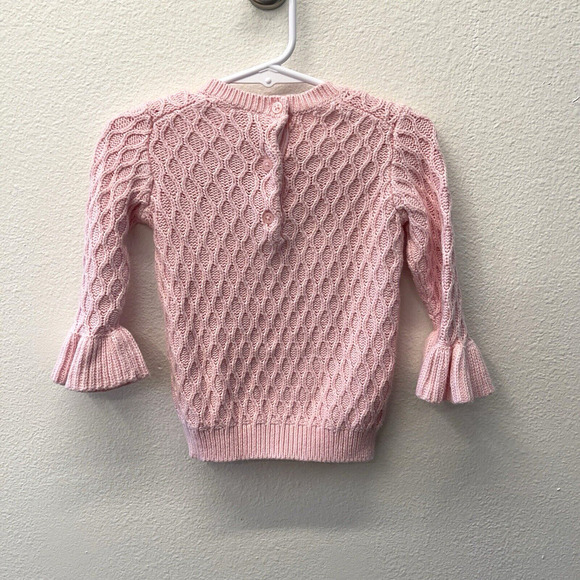 Janie and Jack Baby Girls Sweater Size 18m Pink Cable Knit Heart Valentines - Picture 2 of 5